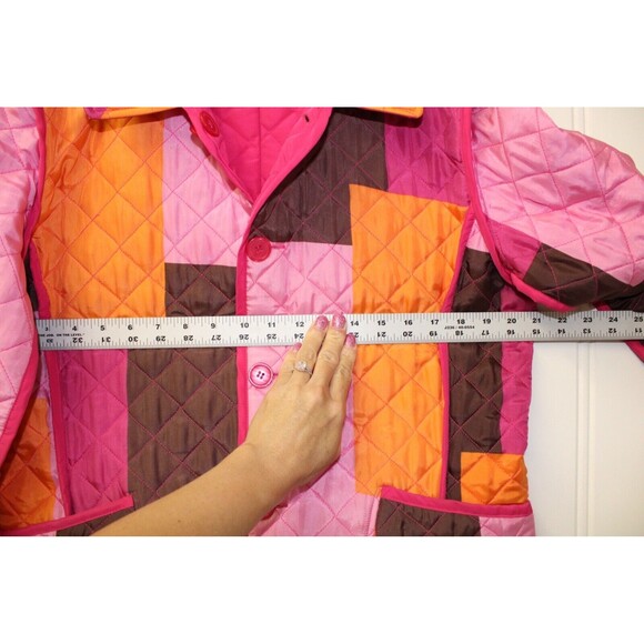 Anne Carson 100 % Silk Reversable Quilted Patchwork Jacket Womens L - Picture 2 of 10